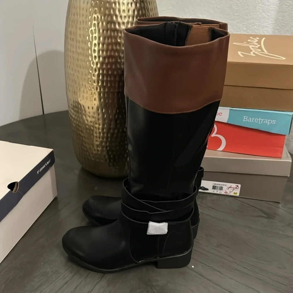 St. John's Bay Womens Douglas Stacked Heel Riding Boots (WIDE)